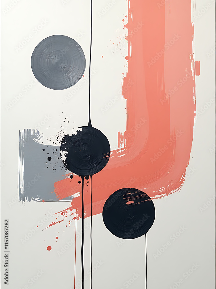 Poster Modern Art Acrylic Canvas Painting Featuring Minimalist Abstract Stain And Shape Elements In A Creative And Modern Style. 00001