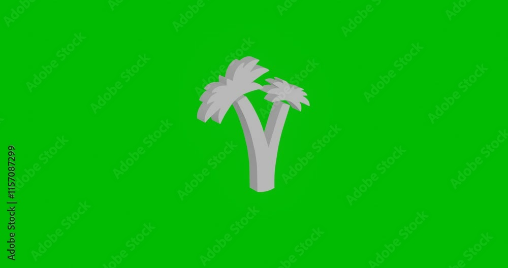 Poster animation of rotation of a white palm trees symbol with shadow. simple and complex rotation. seamles