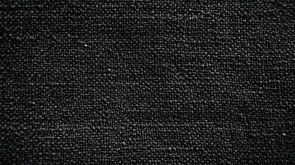 Black abstract background. Texture of natural cotton fabric. Black banner with copy space.