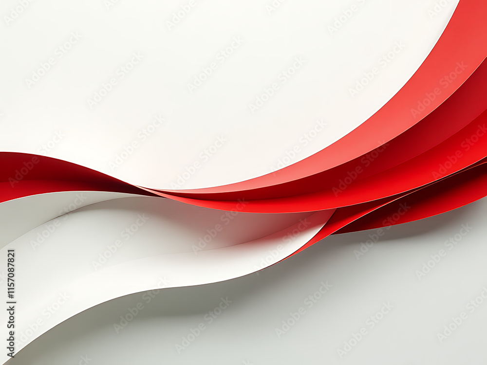 Aufkleber Minimalist Design Featuring Smooth Lines On A Graphic Background With An Abstract Red Element Creating Visual Interest Throughout The Space. 00002