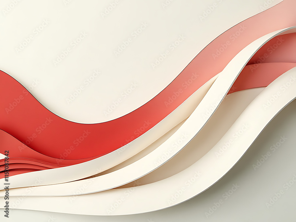 Aufkleber Minimalist Design Featuring Smooth Lines On A Graphic Background With An Abstract Red Element Creating Visual Interest Throughout The Space. 00001