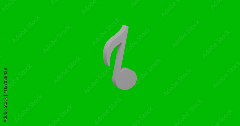 Poster animation of rotation of a white musical note symbol with shadow. simple and complex rotation. seaml