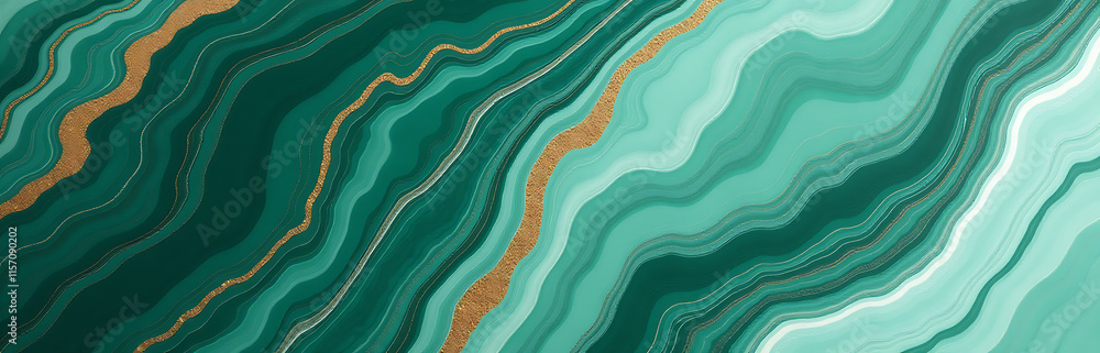 Aufkleber marble texture background with emerald, white, and gold veins generated by artificial intelligence f