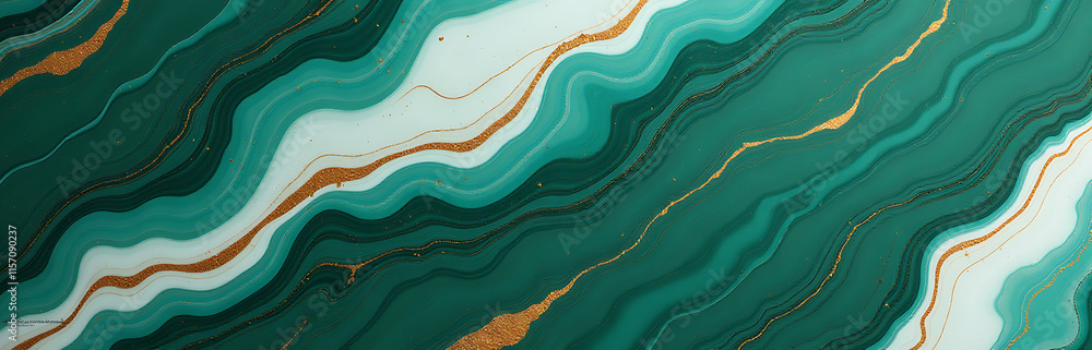 Aufkleber marble texture background with emerald, white, and gold veins generated by artificial intelligence f