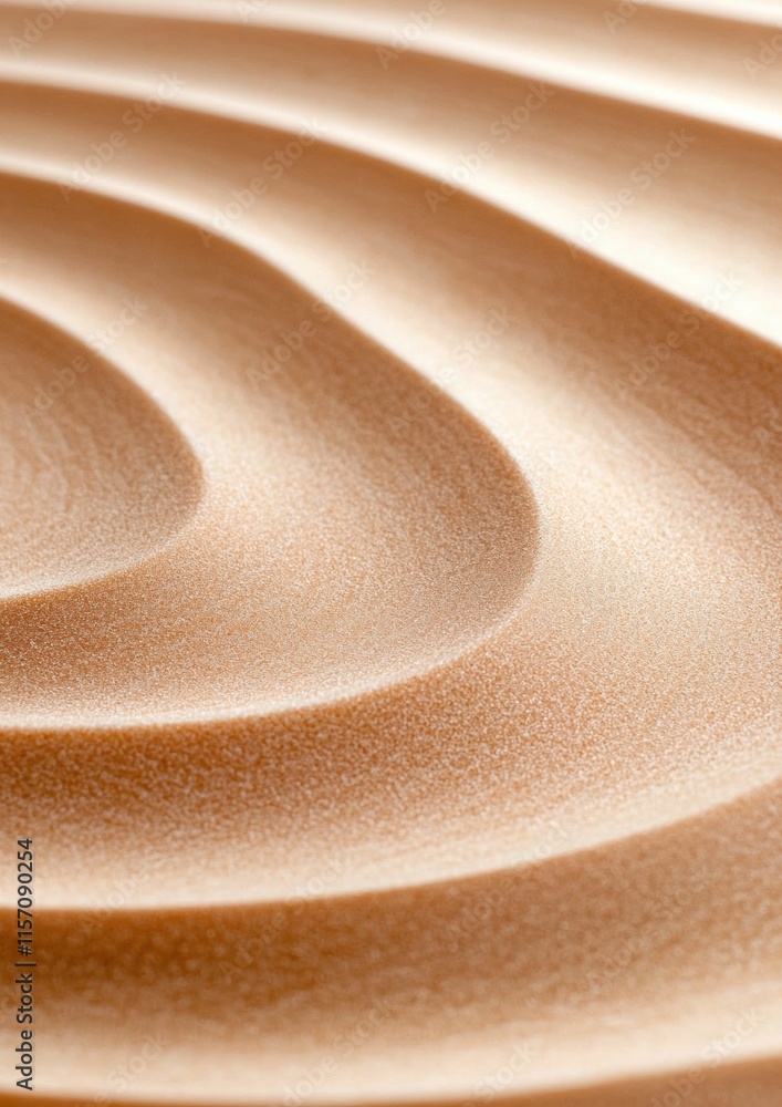 Poster the image is a close up of a sandy surface with a wave-like pattern
