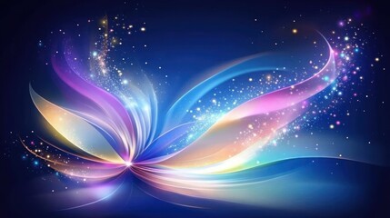 Glowing Rainbow Flower Abstract Art Digital Design Sparkle Background