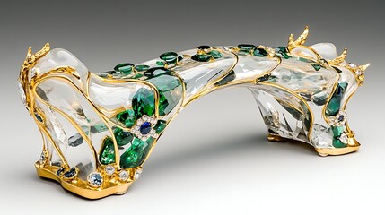 Luxury Crystal   Gemstone Sculpture  Emerald  Sapphire  Gold