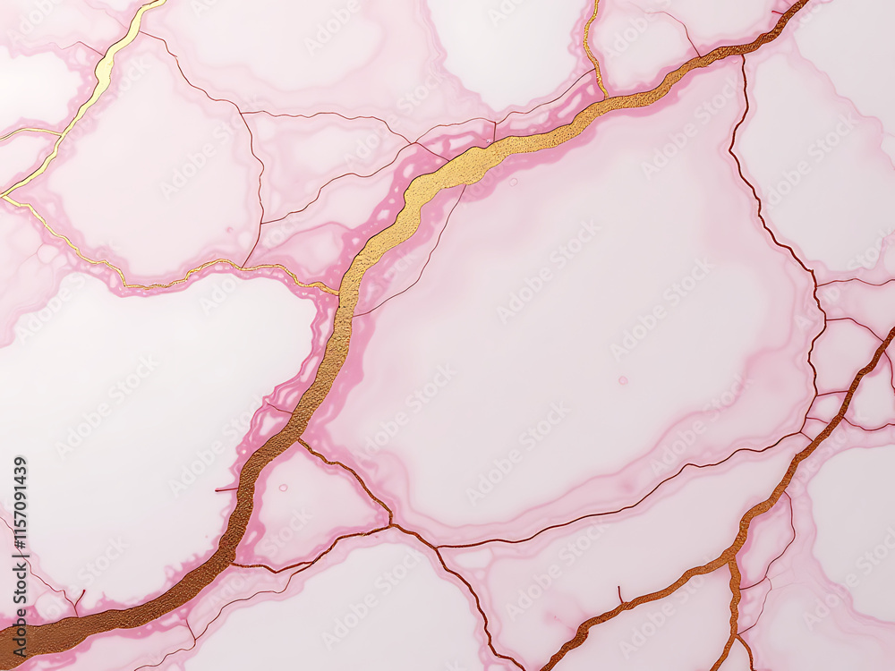 Poster marble texture background features pink and gold veins generated by artificial intelligence for a un