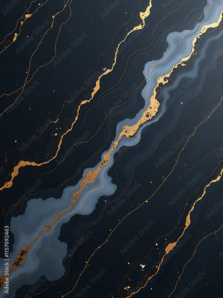 Aufkleber Marble Texture Background Banner Featuring Black, Grey, And Gold Veins, Generated Using Artificial Intelligence Technology And Algorithms. 00001