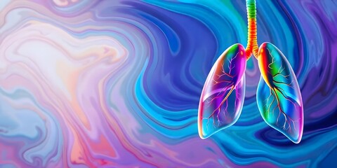 rainbow human lung anatomy representing lung health World Tuberculosis Day on a colorful abstract background
