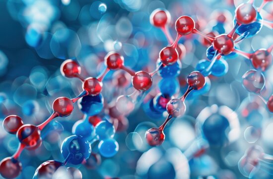 Brightly colored protein molecules interconnected in a scientific, abstract representation illustrating molecular structures and biochemical processes