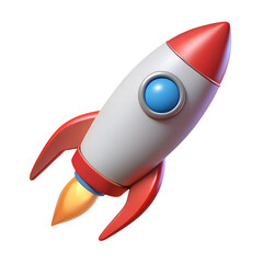 Rocket space ship, isolated on white. 3D rendering
