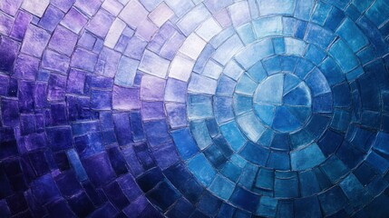 Naklejka premium A modern abstract gradient background blending shades of blue and purple, featuring concentric circular lines glowing softly, with a glossy, photorealistic finish