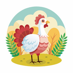 Chicken poultry hand drawn flat stylish mascot cartoon character drawing design