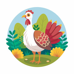 Chicken poultry hand drawn flat stylish mascot cartoon character drawing design