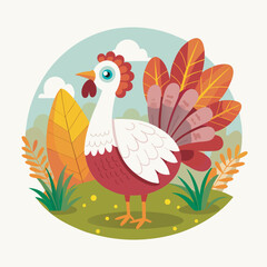 Chicken poultry hand drawn flat stylish mascot cartoon character drawing design