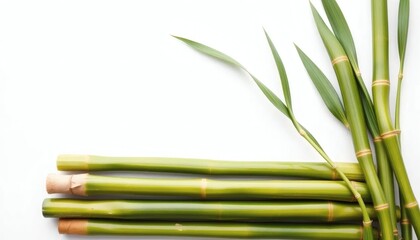 Obraz premium Serene Bamboo Stalks: A Minimalist Green Composition