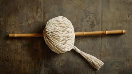 A beautiful and eco-friendly mop design with a bamboo handle and a reusable cloth head