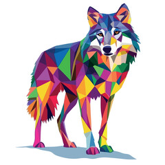 Obraz premium Colorful Low Poly Wolf Vector illustration on isolated background