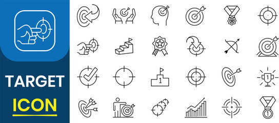 Target icon, vector set. Crosshair target weapon sniper army sight for gun or rifle, focus on aim set. Sniper target navigation for shooting, military, shooting game. Vector illustration.