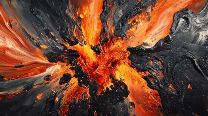 Fiery Lava Explosion in Mid Air with Molten Embers