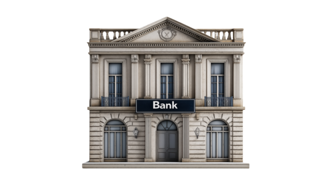 bank building on a  transparent  background