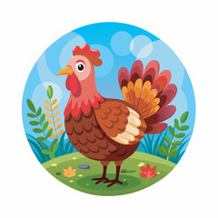 Chicken poultry hand drawn flat stylish mascot cartoon character drawing design