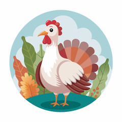 Chicken poultry hand drawn flat stylish mascot cartoon character drawing design