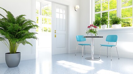 Bright Modern Room Interior Design  Plants  Window  Chairs