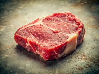 Vintage Style Raw Veal Steak Cut, Isolated on White Background