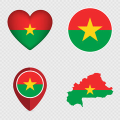 Burkina Faso Flag Icons Pack. Vector illustration.