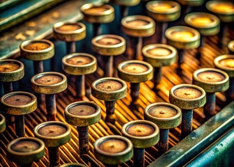 Vintage Typewriter Keys Close-Up: Dusty Retro Background with Copy Space