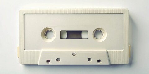 Obraz premium Vintage White Cassette Tape Blank Label Stock Photo - Retro Audio Music Media