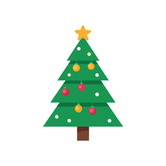 "Christmas Tree Vector Illustration – Festive New Year Icon Decorated with Lights"

