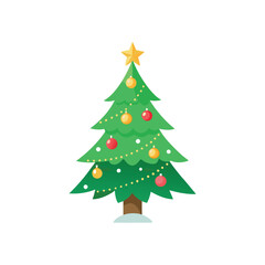 "Christmas Tree Vector Illustration – Festive New Year Icon Decorated with Lights"

