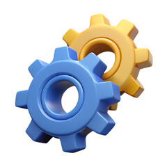 3d illustration of two gear wheels at white background.