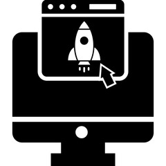 Project launch, startup, rocket icon