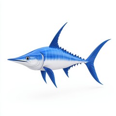 Obraz premium A lively and intricate depiction of a marlin fish with an elongated bill set against a white backdrop, ideal for ocean-themed projects and marine life education.