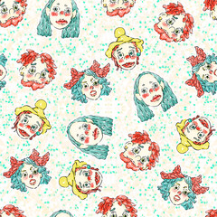 Seamless clown fabric pattern