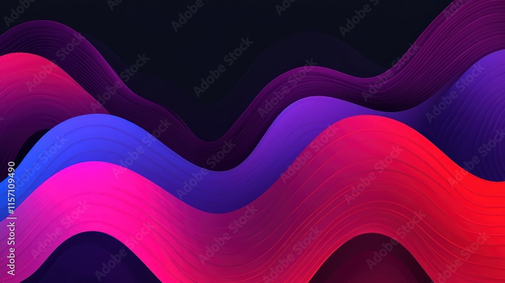 Poster abstract vibrant waves dark background colorful gradient design