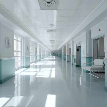 an empty hall of hosptial, ,. 