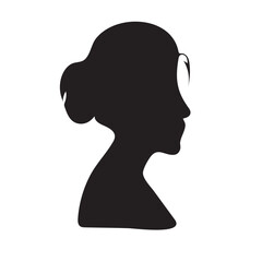 Vector silhouettes of men and a women, a group of standing business people, black color isolated on white background