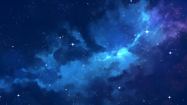 Distant galaxy in anime style, with vibrant stars and space colors