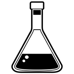 Chemistry Flask Line Art Vector Illustration