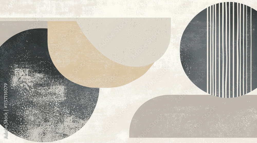 Poster abstract geometric design with muted color shapes and textures for modern art