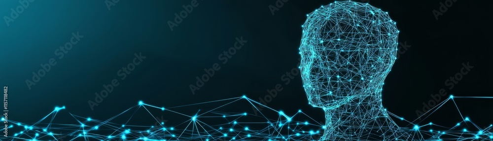 Poster ai network digital human technology connection abstract head