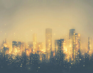 Fototapeta premium Golden Cityscape