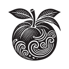 Satsuma Silhouette Vector Illustration, Solid White Background.