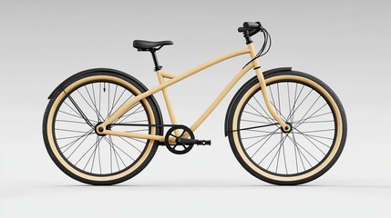 This vintage bicycle, featuring a wooden frame and wide tires, exudes rustic charm and is perfect for leisurely rides. Its unique design enhances the character of any space.