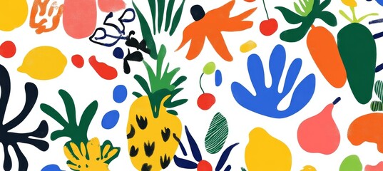 Vibrant Abstract Fruit and Plant Composition